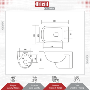 WC mural en céramique de haute qualité, au design élégant et durable, très vendu, provenant d'Inde. - Product Image 2