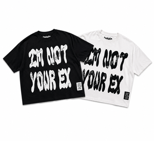 เสื้อยืดโอเวอร์ไซส์ทรงครอป I'm Not Your Ex สีดำ แขนสั้น สไตล์สตรีท ผ้าคอตตอนเจอร์ซีย์ คอกลม พิมพ์ลายกราฟิก สำหรับผู้ชาย - Product Image 4