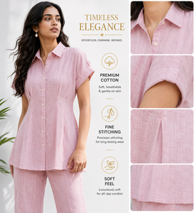 Ensemble de vêtements pour femmes de style bohème en lin, chemise à manches courtes décontractée et pantalon, ensemble 2 pièces, vêtements de détente écologiques et confortables - Product Image 5