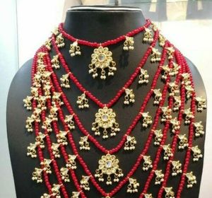 Indian Stylish Layered Pearl Rani Haar Long Kundan Necklace Zircon Alloy Jewellery Set Wedding Engagement Party Gift Hiphop Gold - Product Image 2