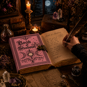 Cuaderno de Cuero Rosa Ecológico Hecho a Mano con Tapa Dura, Diario de Sombras, Grimoire, con Cierre Vintage, Papel con Borde Rústico, 200 Páginas, Hilo, Regalo - Product Image 4