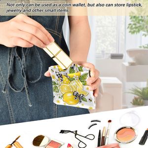 Wholesale PU Leather Coin <b>Purse</b> <b>Small</b> Snap Wallet with Cute Lemon Print for Women - Product Image 4