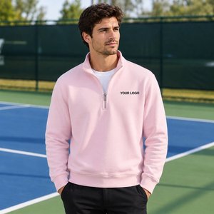 Sudadera de hombre con cremallera de un cuarto y paneles en contraste, estilo casual moderno, para colecciones minoristas y suministro al por mayor - Product Image 4