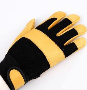 Gants de travail en cuir véritable, gants de protection industrielle robustes, double paume en cuir avec revêtement caoutchouté - Product Image 4