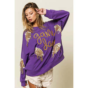 เสื้อฮู้ดผู้หญิง Veloro สีม่วง/ทอง ไซส์ S สำหรับวันแข่งขัน พร้อมปักเลื่อมลายฟุตบอล - Product Image 1