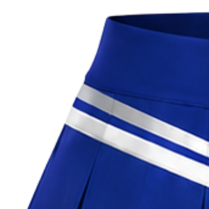 Jupe de cheerleading plissée bleu roi avec bordure à rayures blanches, uniforme de performance athlétique pour femmes et filles, tenue d'équipe - Product Image 3