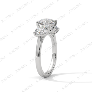 Fine <b>Rings</b> Three Stone 14K White Solid Gold Wedding <b>Ring</b> Women Round Cut Center Stone 2ct Lab Grown Diamond <b>Ring</b> For Her - Product Image 5