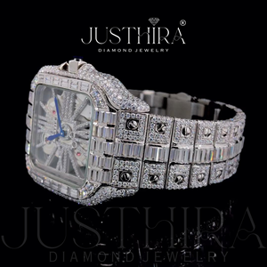 Reloj de Lujo con Esfera Esqueletizada y Diamantes para Hombre, Completamente Cubierto con Circonitas Cúbicas Baguette, Estilo Hip Hop, Correa de Acero Inoxidable, Movimiento de Cuarzo Seiko - Product Image 2