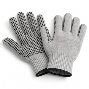Gants tricotés à pois en PVC à motifs de préhension répétés, avec poignets extensibles et tissu durable, pour le travail logistique et usage général - Product Image 4