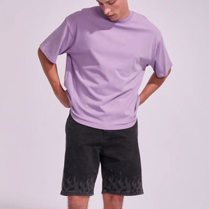 Custom Drop Shoulder Sleeves Short Men's T-Shirt Loose Fit Regular Design Pattern Knitted Fabric Solid Color Unisex T-Shirts - Product Image 3