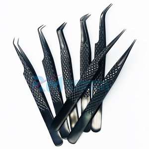RMI Shin Black Plasma Color Eyelash Extension Tweezers Toothed Tip Stainless Steel <b>Precision</b> <b>Tool</b> Anti-Magnetic Fine Perfect - Product Image 3