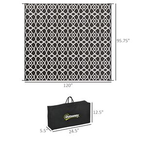 Tappeto Reversibile a Pelo Medio per Camper/Campeggio con Borsa per il Trasporto (8x10) - Trifoglio Bianco e Nero - Product Image 3