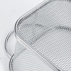 Cesta de almacenamiento de acero inoxidable electrochapado con doble asa y diseño de malla para patatas fritas, patatas a la francesa, dim sum y otros alimentos. - Product Image 3