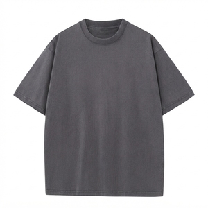 เสื้อยืดคอกลมแขนสั้นโอเวอร์ไซซ์สีชมพูสำหรับผู้ชายลำลองสีทึบผ้าคอตตอนพอดีตัว - Product Image 3