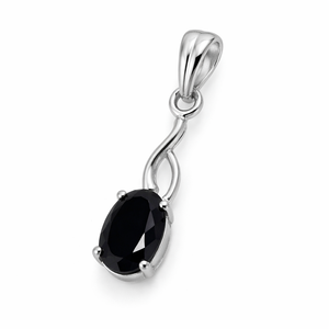 Pendentif ovale en onyx noir plaqué rhodium en argent sterling, fait main, tendance, vente en gros, cadeau minimaliste pour elle, bijoux délicats - Product Image 1