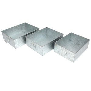 Custom Galvanized Steel Utility <b>Bins</b> Stackable Metal Storage Boxes for Kitchen & Pantry Durable Zinc-Coated Nesting Trays - Product Image 1