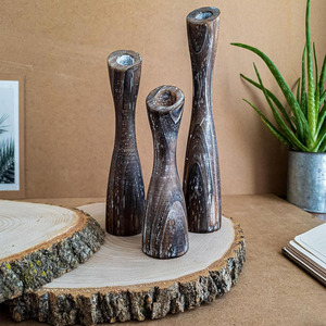 Ensemble de 3 bougeoirs épais en bois de manguier, support de table décoratif pour la maison, support décoratif pour Noël, vente en gros - Product Image 3