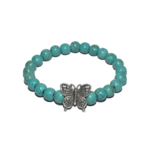 Pulsera con Dije de Mariposa en Turquesa Sintética - Pulseras al por Mayor - Product Image 2