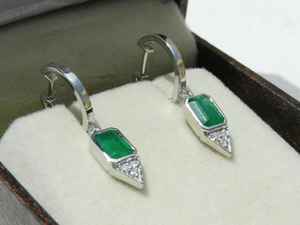 Pendientes Colgantes de Esmeralda Natural, Plata de Ley 925, Chapados en Oro de 14K, Engaste de Puntas, Certificados por IGI, Joyería para Regalo de Fiesta - Product Image 2