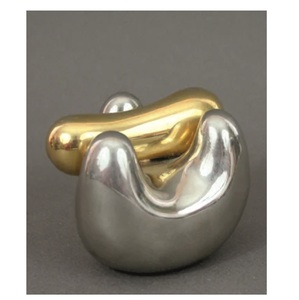 Escultura Metálica Abstracta Moderna de Lujo, Estatua de Mesa en Dos Tonos, Dorado y Plateado, para Decoración del Hogar, Sala de Estar, Oficina, Hotel - Product Image 3