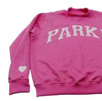 Pull en molleton de coton rose surdimensionné personnalisé par le fabricant, coupe-vent, 430g, avec broderie en chenille de haute qualité