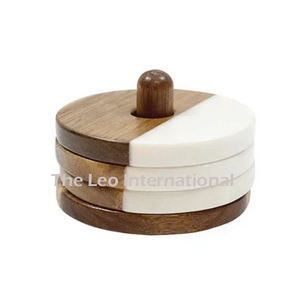 Juego de 4 Posavasos Redondos de Mármol con Acabado de Pizarra, Modernos, de Lujo, Ecológicos, Hechos a Mano, Accesorios para Bebidas de Mesa para Restaurantes - Product Image 3