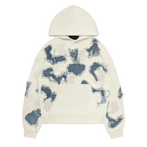 Sweat à capuche zippé personnalisé en coton épais et surdimensionné pour homme, avec broderie vieillie, style streetwear hiver, en polaire écologique - Product Image 1