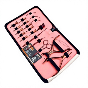 Kit d'outils pour extensions de cheveux plaqués or rose, avec pinces, boucles et ciseaux, outils de coiffure - Product Image 4