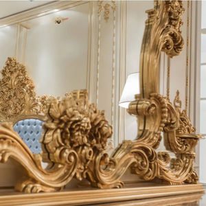 Luxury Rococo Style Classic Dresser <b>Table</b> Mahogany 6-Drawer Hand Carved Gold High-End Vanity <b>Table</b> <b>Mirror</b> Master Bedroom - Product Image 5