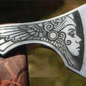 Engraved American flag hatchet Wooden <b>handle</b> splitting <b>axe</b> Handcrafted firewood hatchet Premium wood splitting tool - Product Image 2