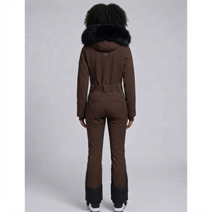 Traje de esquí de invierno para hombre, mono de nieve de una pieza con capucha de piel, cremallera, impermeable 10.000 mm, mono deportivo para exteriores, overol aislado - Product Image 4