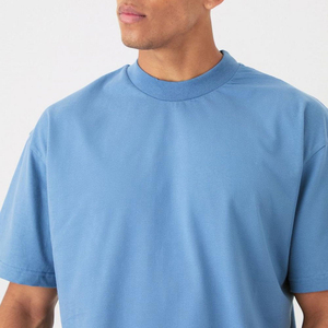 Custom Logo High Quality 260 GSM Heavy Weight <b>Box</b> Fit 100% Cotton Fleece <b>Drop</b> Shoulder Oversized Solid Cropped Men's T Shirts - Product Image 6