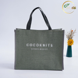 Bolsa de Compras Reutilizable de Fibra de Yute Verde, Bolsa de Transporte Ecológica y Duradera con Asas Resistentes - Product Image 2