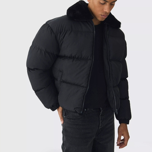 Chaqueta Acolchada de Algodón para Hombre, Abrigo de Invierno con Capucha, Cierre de Cremallera, Cuello Alto, Servicio OEM, Logotipo Personalizado, Ropa para Exteriores - Product Image 1