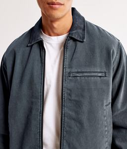 แจ็กเก็ตยีนส์ผ้าทอลายทแยงผ้าแคนวาสซักได้มีซิปด้านหน้าออกแบบได้ตามต้องการล่าสุด - Product Image 4