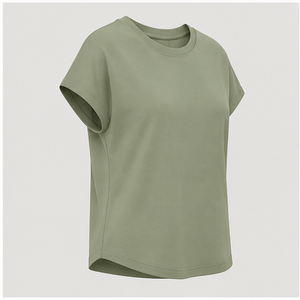 เสื้อยืดคอกลมแขนสั้นทรงหลวมสีเขียวเซจสำหรับผู้หญิง รุ่น WTS-0123 - Product Image 3