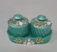 Ensemble de pots à fruits secs en résine de luxe, 2 pots avec couvercles et plateau, vaisselle de cuisine classique, écologique, imperméable, artisanale, pour les fêtes