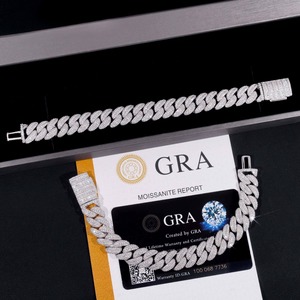 High Quality Solid Cuban Hip Hop Jewelry 925 Silver Plated Moissanite VVS Diamond Iced Link <b>Chain</b> <b>Bracelet</b> For <b>Men</b> - Product Image 5