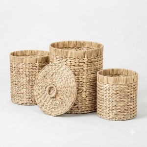 Cesta de Jacinto de Agua Tejida a Mano, Cesta de Almacenamiento Natural Hecha a Mano, Decoración Ecológica para el Hogar, Proveedor Mayorista - Product Image 4