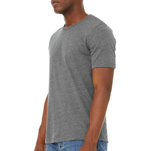 T-shirt décontracté pour homme avec logo frontal, respirant, séchage rapide, noir uni et gris clair, grande taille, coton gris, coupe classique - Product Image 6