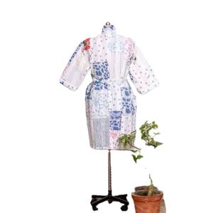 Jaipuri ชุดใส่นอนพิมพ์ลาย Kantha, ชุดกิโมโนแขนยาวสำหรับผู้หญิงใส่ในฤดูใบไม้ร่วงฤดูใบไม้ผลิ - Product Image 2
