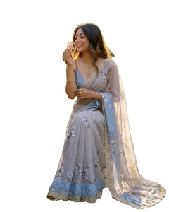 Golden Aura Ethnic <b>Satin</b> Chiffon <b>Saree</b>-Moisture-Wicking & Wrinkle-Free for Wedding Occasions - Product Image 1