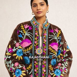 Ladies' Reversible Velvet Cotton <b>Quilted</b> Bomber <b>Jacket</b> with Floral <b>Pattern</b> Mandarin Collar Custom Logo-Autumn - Product Image 1