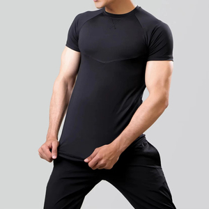 T-shirts de fitness pour hommes de qualité supérieure, coupe ajustée, tricotés, en spandex/polyester, confortables à porter, commande en gros disponible - Product Image 1