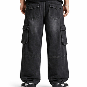 Sports World Jeans Cargo pour Hommes, Taille Basse, Coupe Droite, Multi-Poches, en Denim Léger, Délavé, Style Streetwear Décontracté - Product Image 5