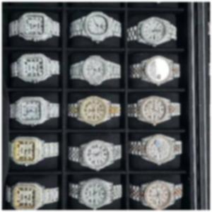 <b>Mens</b> moissanite diamond quartz wristwatch two tone stainless steel case red and <b>black</b> rubber strap half iced out date dial <b>watch</b> - Product Image 6