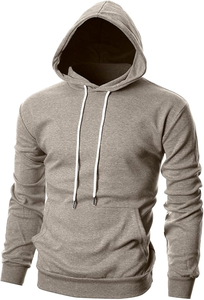 Nouveauté : Sweat-shirt à capuche pour homme, 100% coton, coupe ajustée, basique, léger, manches longues, avec poche kangourou - Product Image 2
