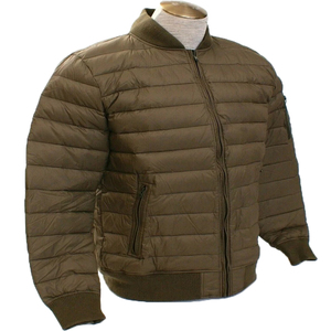 Veste matelassée pour homme, vert olive, coupe-vent, épaisse, en polyester, hiver, décontractée, fermeture éclair, coupe régulière, col rabattu - Product Image 4