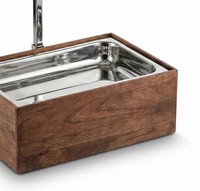 Réchaud à buffet en bois de luxe avec couvercle en acier inoxydable martelé, plat de service pour hôtel et buffet