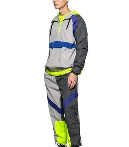 ชุดกีฬาเสื้อกันลมไนลอนชุดวอร์มมีฮู้ดระบายอากาศได้ดีชุดวอร์มตาข่ายบล็อกสีแบบกำหนดเอง - Product Image 3